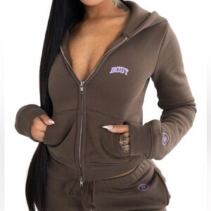 Bodybyraventracy Backshot Hoodie - Purple & Brown
